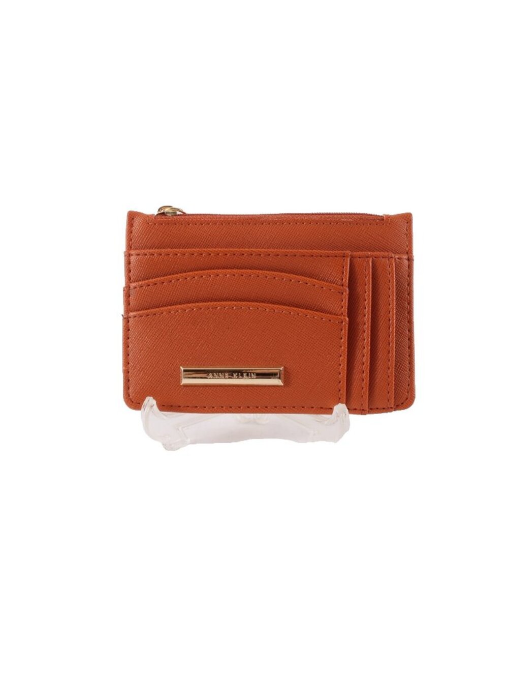 Anne Klein Wallet 5 x 3 x 1 Orange Gold Hardware Card Slots Leather Wallet